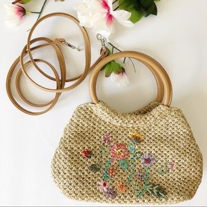 Straw floral Purse